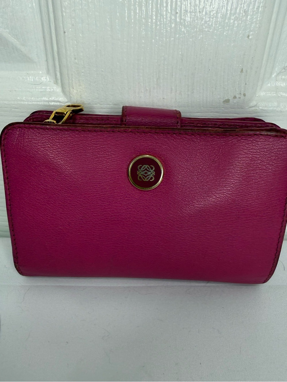LOEWE ANAGRAM BUTTON WALLET PINK
